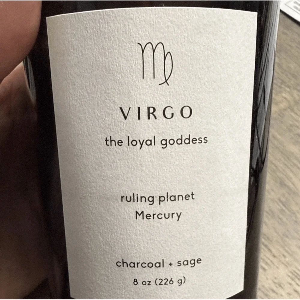 Virgo Charcoal Sage soy wax Candle- 8oz - 36hr burn time